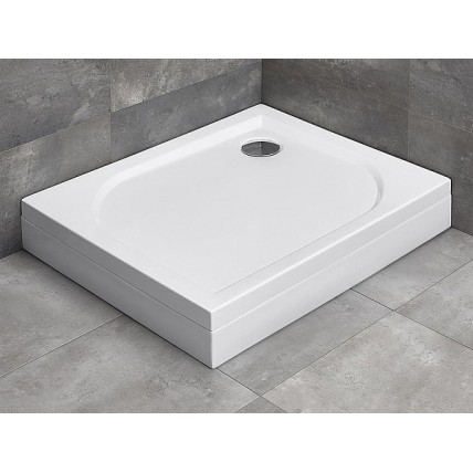 Душовий піддон прямокутний Radaway Delos D 100x75x15 см, білий, Правий з панеллю що знімається (4D17515-03R)