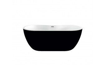 Окремостояча акрилова ванна Dusel DA 111 SARNO BLACK 180x75 см, чорно-біла, з сифоном click/clack (DU111-CBL)