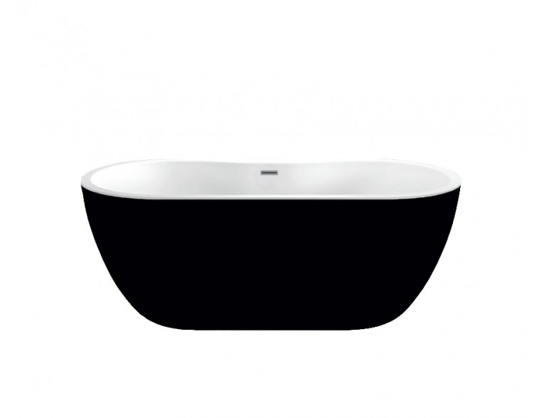 Окремостояча акрилова ванна Dusel DA 111 SARNO BLACK 180x75 см, чорно-біла, з сифоном click/clack (DU111-CBL)