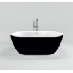 Окремостояча акрилова ванна Dusel DA 111 SARNO BLACK 180x75 см, чорно-біла, з сифоном click/clack (DU111-CBL)