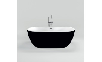 Окремостояча акрилова ванна Dusel DA 111 SARNO BLACK 180x75 см, чорно-біла, з сифоном click/clack (DU111-CBL)