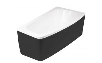 Ванна акрилова Besco Luna 150x80 R, асиметрична + чорна панель (WAL-150-NP-BL)