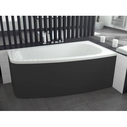 Ванна акрилова Besco Luna 150x80 R, асиметрична + чорна панель (WAL-150-NP-BL)
