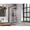 Душова шторка на ванну Besco Easy Slide Black 100x150 см, на 2 секції, прозоре скло, профіль чорний матовий (PESB-2S)