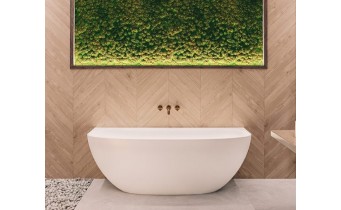 Окремостояча пристінна ванна із штучного каменю Isla 1 170x89x58 см, біла глянцева Окремостояча пристінна ванна із штучного каменю Isla 1 170x89x58 см, біла глянцева