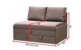 Прямий диван розкладний 125x99 см, Рондо 120 / Rondo 120 , колір можна обрати (VK-100)