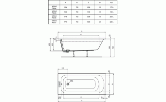Ванна акрилова Ideal Standard Simplicity 150x70, пряма (W004201)