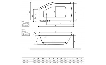 Ванна Radaway Sitera 160x95 L + ніжки (WA1-32-160×095L)