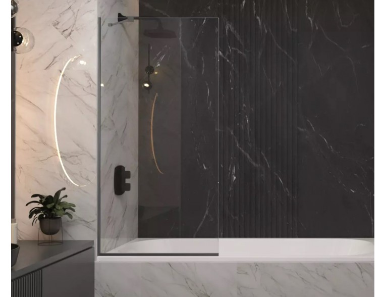 Душова шторка для ванни, нерухома Wave Glass Margo 90x150 см, односекційна, прозоре скло, профіль хромований