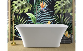 Окремостояча кам'яна ванна Besco Assos S-line Glam 160x70, срібна з сифоном click / clack (WMD-160-ALS)