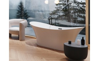 Окремостояча акрилова ванна Besco Amber 170x80 з сифоном click / clack, чорний (WAS-170-ABC)