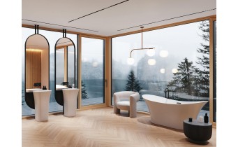 Окремостояча акрилова ванна Besco Amber 170x80 з сифоном click / clack, чорний (WAS-170-ABC)