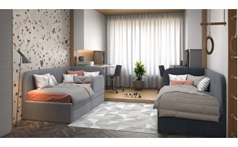 Дитяче ліжко WoodSoft Bari SimG / Барі СімГ 80x200, З шухлядами та ортопедичною основою (BR8-200-SHOR)