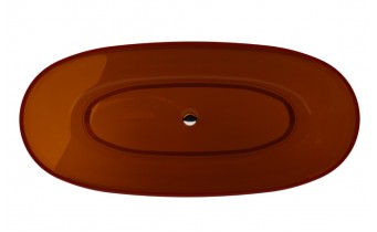 Ванна овальна окремостояча з матеріалу ResiCast Besco Mexa Earth Rust 170x78x55 см, + сифон Chrome, Колір Охра - темно пігментно коричнево червоний, прозора ванна (WAM-170-ERC)