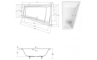 Ванна акрилова для двох осіб Besco Intima Duo Slim 170x125 R, асиметрична, торець бортика 15 мм (WAID-170-SP )