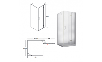 Душова кабіна Besco Viva 80x80x195 R, прозоре скло (VKP-80-195-C)