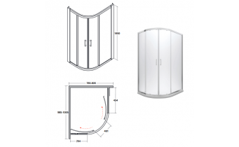 Душова кабіна Besco Modern 100x80x185, графітне скло (MA-100-80-G)