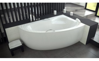 Ванна з ручками акрилова кутова Besco Natalia Premium 150x100 R, Правостороння асиметрична + 2 металеві ручки покриті хромом (WAN-150-NPS)