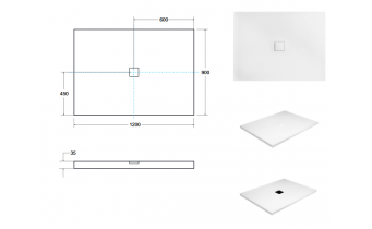 Душовий піддон акриловий, прямокутний Besco Nox Ultraslim BB 120x90 см (BMN120-90-BB)