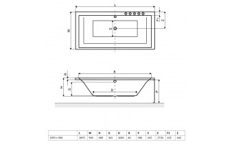 Ванна акрилова велика прямокутна Excellent Crown Grand 190x90 см (WAEX.CRG19WH)