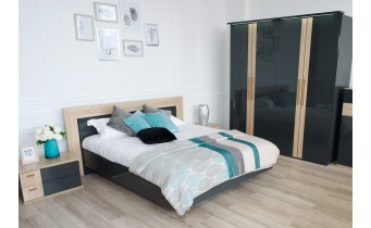 Двоспальне ліжко Embawood Capri / Капрі 140x200, Дуб сонома/сірий (EW5)