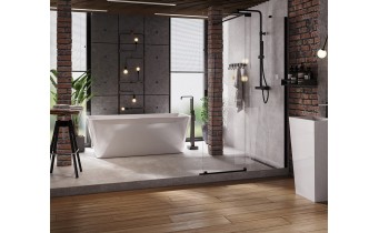 Окремостояча акрилова ванна Besco Evita 160x80 з сифоном click / clack, чорний (WAS-160-ECZ)