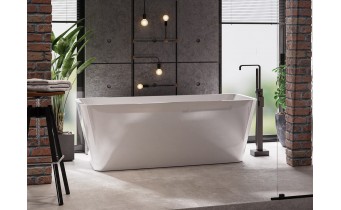 Окремостояча акрилова ванна Besco Evita 160x80 з сифоном click / clack, чорний (WAS-160-ECZ)