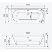 Ванна акрилова пряма Excellent Oceana Slim 170x75 см, Сіра матова / Matt Grey, під забудову, пєдестал, бортик 18 мм