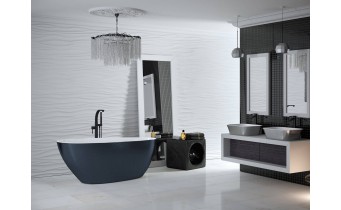 Окремостояча кам'яна ванна Besco Goya Glam 160x70, графіт з сифоном click / clack (WMD-160-GG)