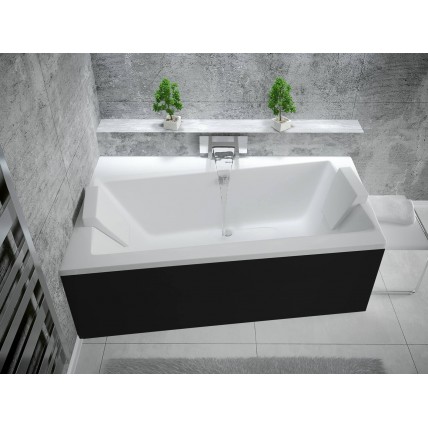 Ванна акрилова Besco Infinity 170x110 L, Лівостороння, асиметрична + чорна панель + два білих підголівника (WAI-170-NL-BL-WH)