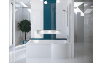 Акрилова ванна з душовою шторкою Besco Inspiro 170x70 R, асиметрична (WAI-170-NPR)