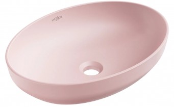 Овальний умивальник на стільницю Mexen Cornelia 50x37 см, рожевий матовий