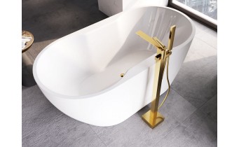 Окремостояча акрилова ванна Besco Navia 150x80 з сифоном click / clack, золотий (WAS-150-NZL)