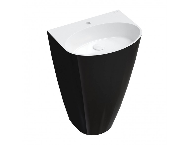 Окремостоячий умивальник Omnires Siena M+ 55x43 см, чорно-білий глянцевий (SIENAUWBCP)