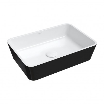 Умивальник на стільницю Omnires Parma M+ 50x35 см, чорно-білий глянцевий (PARMAUNBCP)