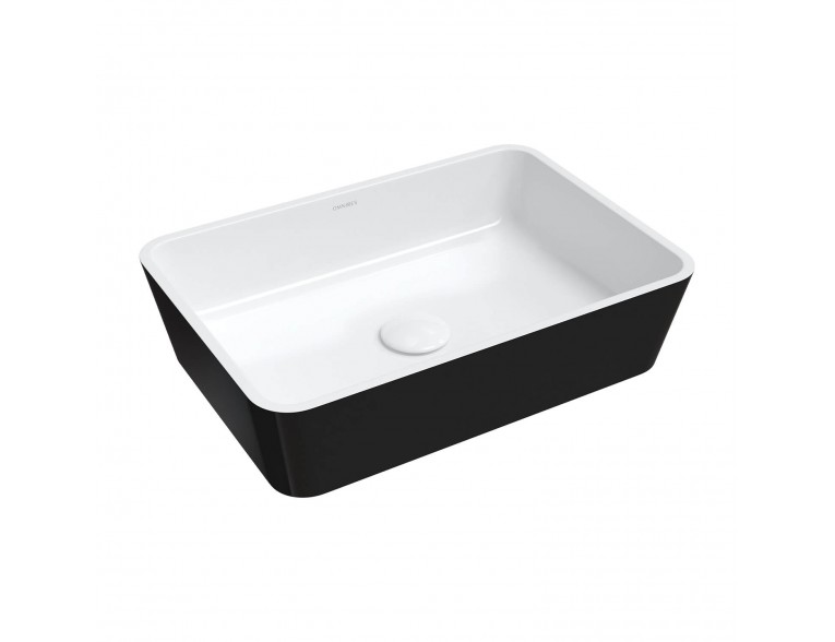 Умивальник на стільницю Omnires Parma M+ 50x35 см, чорно-білий глянцевий (PARMAUNBCP)
