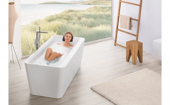 Ванна Villeroy&Boch Squaro Edge 12 DUO 180x80x45 з панелю та сифоном, Кварил (UBQ180SQE7PDV-01)