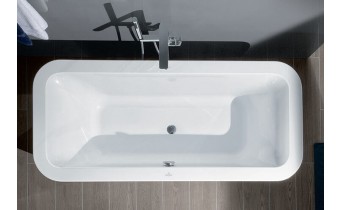 Ванна Villeroy&Boch Squaro Edge 12 DUO 180x80x45 з панелю та сифоном, Кварил (UBQ180SQE7PDV-01)