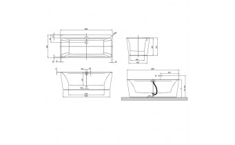 Ванна Villeroy&Boch Squaro Edge 12 DUO 180x80x45 з панелю та сифоном, Кварил (UBQ180SQE7PDV-01)