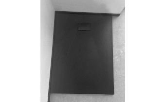 Душовий піддон конгломерат SMC, прямокутний Besco Vexo Black UltraSlim 150x90x2,6 см, Чорний матовий, із структорованою поверхнею