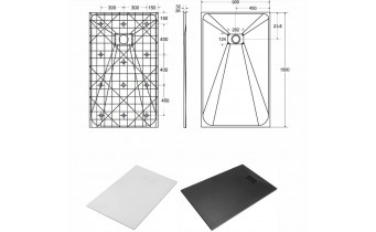 Душовий піддон конгломерат SMC, прямокутний Besco Vexo Black UltraSlim 150x90x2,6 см, Чорний матовий, із структорованою поверхнею