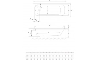 Ванна акрилова Radaway Mia Eco 140x70 см + ніжки, прямокутна, тонша від стандартної на 0,03 мм