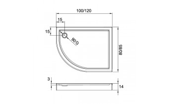 Душовий піддон NEW TRENDY NEW MAXIMA R 100x80x14 см (B-0375)