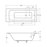 Акрилова ванна Besco Talia Slim 150x70, пряма (WAT-150-SL)