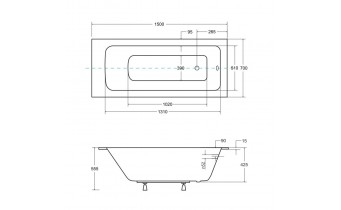 Акрилова ванна Besco Talia Slim 150x70, пряма (WAT-150-SL)