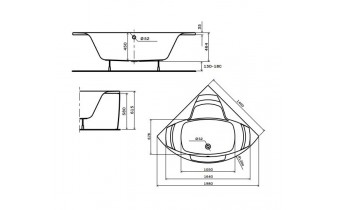 Акрилова ванна Kolo Supero Plus 140x140, кутова + ніжки (5416000)