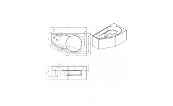 Акрилова ванна Riho Yukon Plug & Play 160x90 L, асиметрична + ніжки (BD75005)
