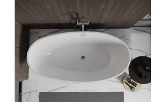 Окремостояча акрилова ванна Bilbao / Більбао 180x90x58 см, біла глянцева, суцільнолита, овальна
