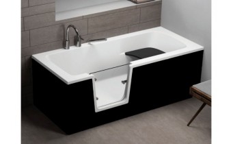Ванна з дверцятами акрилова Polimat Vovo 150x75 см, + ніжки, для людей з обмежиними можливостями, похилого віку, інвалідів (00484)