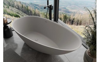 Окремостояча овальна ванна з каменю, штучного Milano / Мілано 150x82x54 см, бетон матовий Окремостояча овальна ванна з каменю, штучного Milano / Мілано 150x82x54 см, бетон матовий